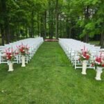 florals set up at ceremony site